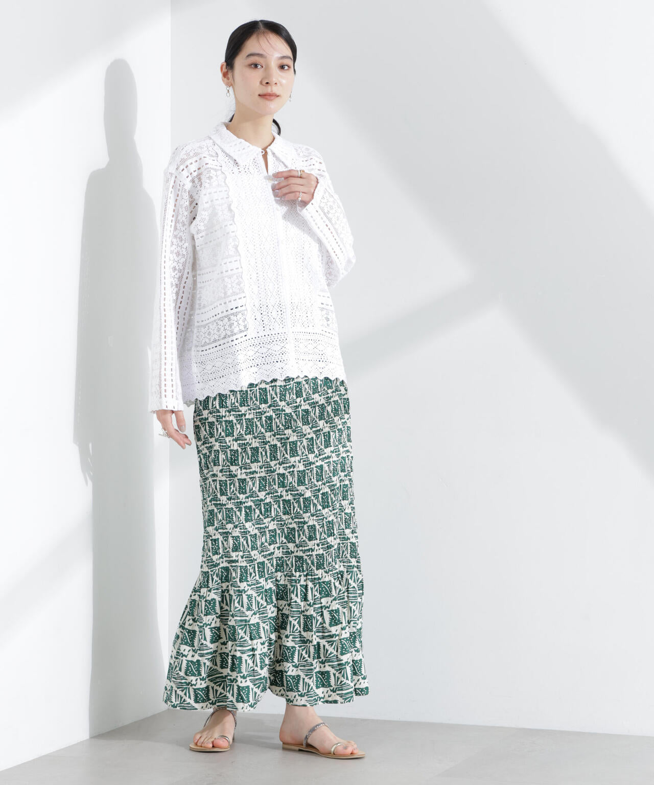 Sara mallika/COTTON POPLIN SHIRRING SKIRT 6715130013