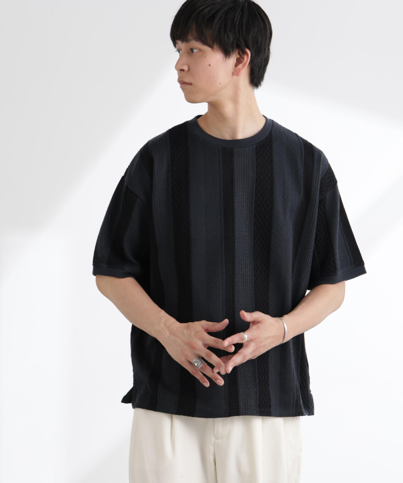 ストライプジャガードTシャツ 半袖 6725124221