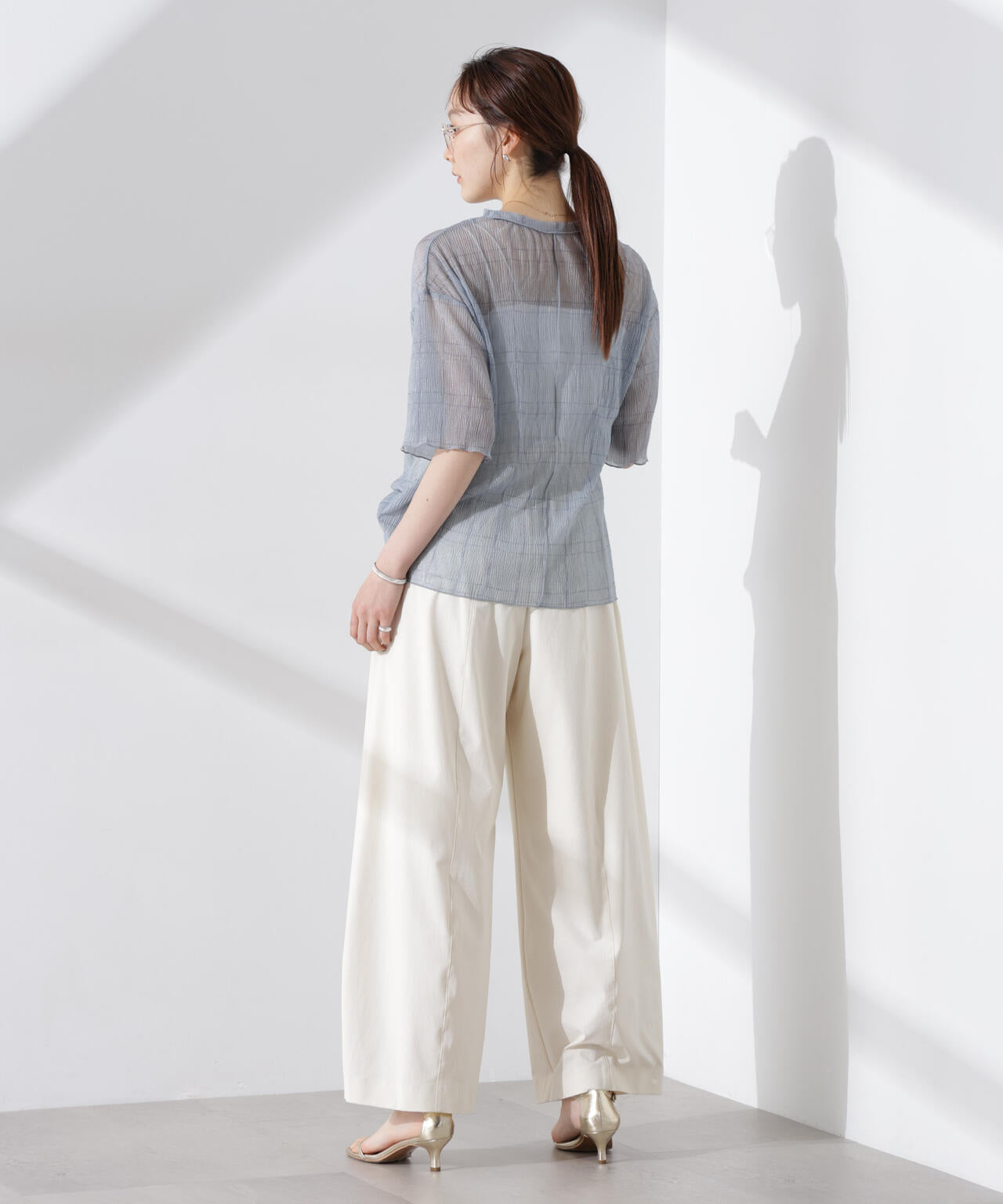 楊柳チェックシアーカットTシャツ 6735124310