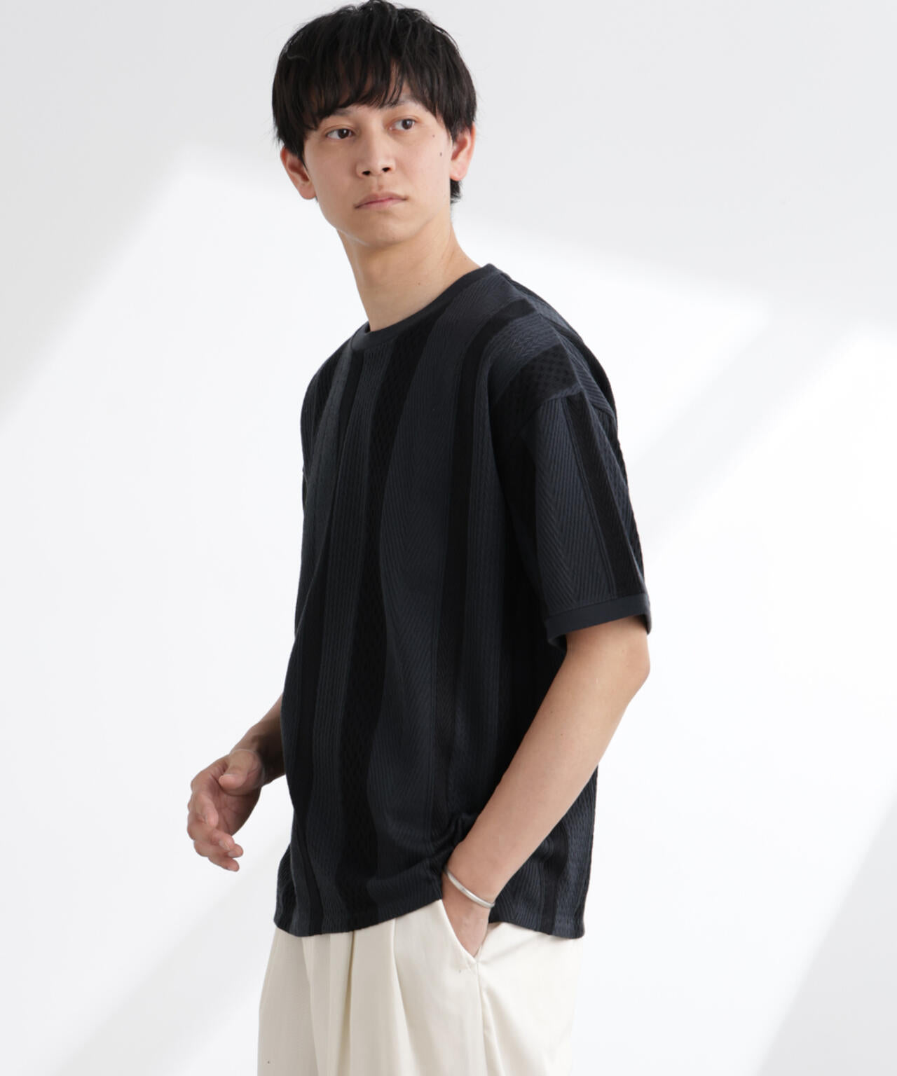 ストライプジャガードTシャツ 半袖 6725124221