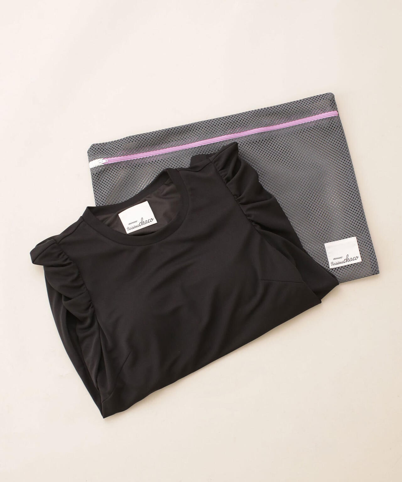 troisieme chaco/パワーショルダー ジャージーワンピース 長袖 6711219002