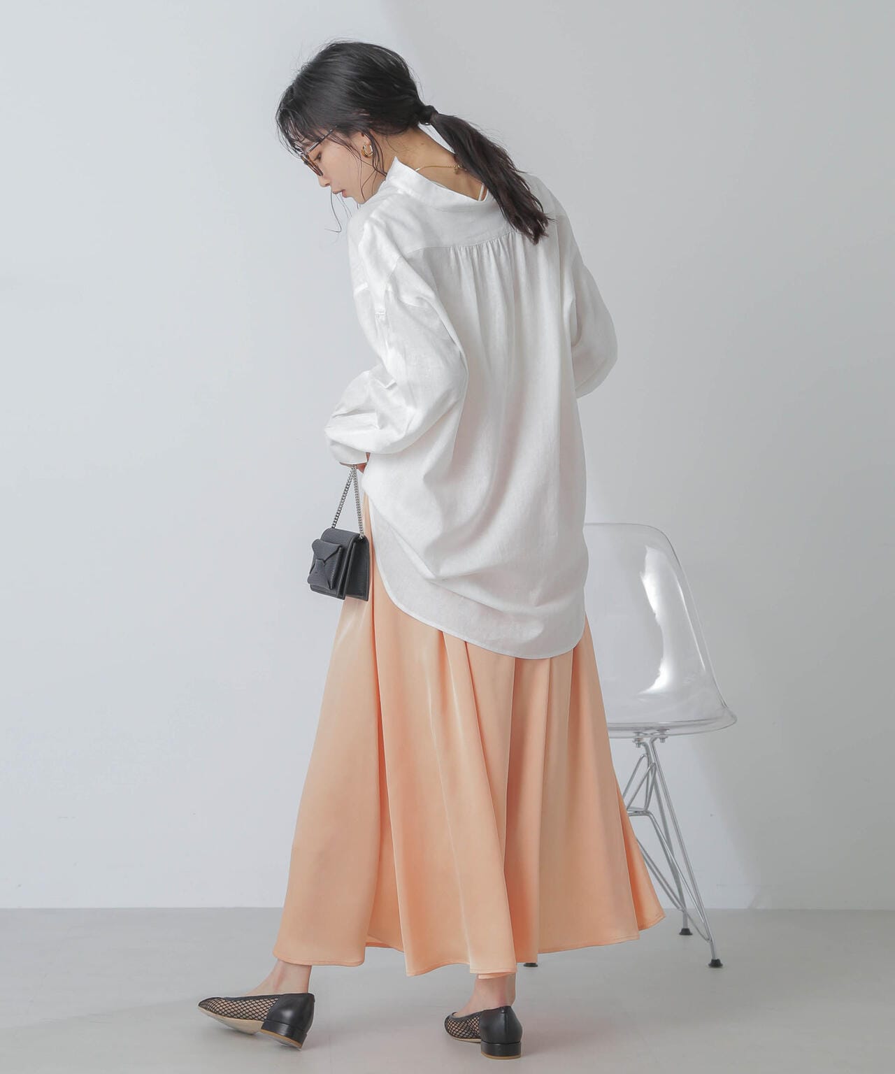 サテンギャザースカート(セットアップ可) 6734130311