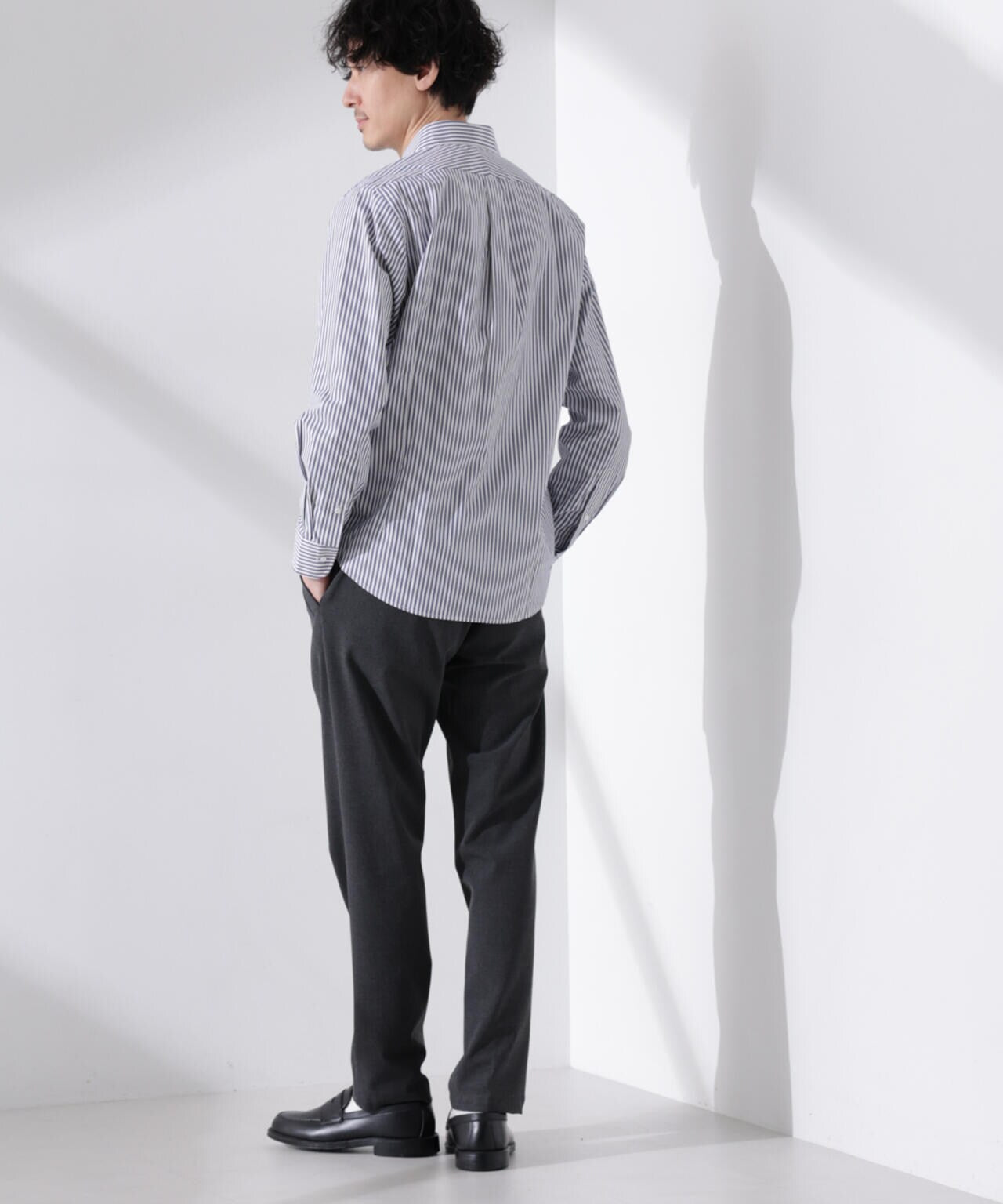 「N shirt」Anti Soaked(R) 汗染み防止ホリゾンタルカラーシャツ長袖 6685120202