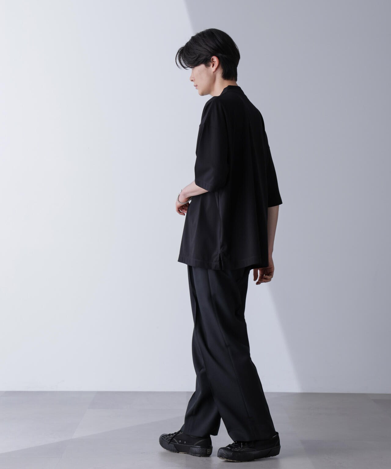 WEB限定/モックネックワイドシルエットTシャツ 半袖 6724224219