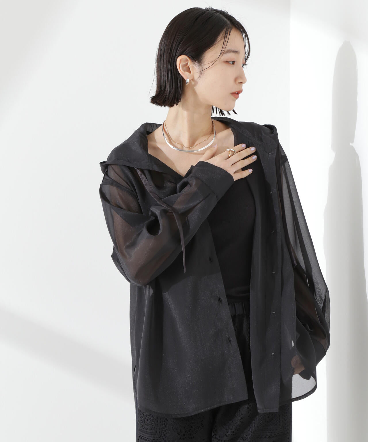 シアーフードシャツ 6735120316