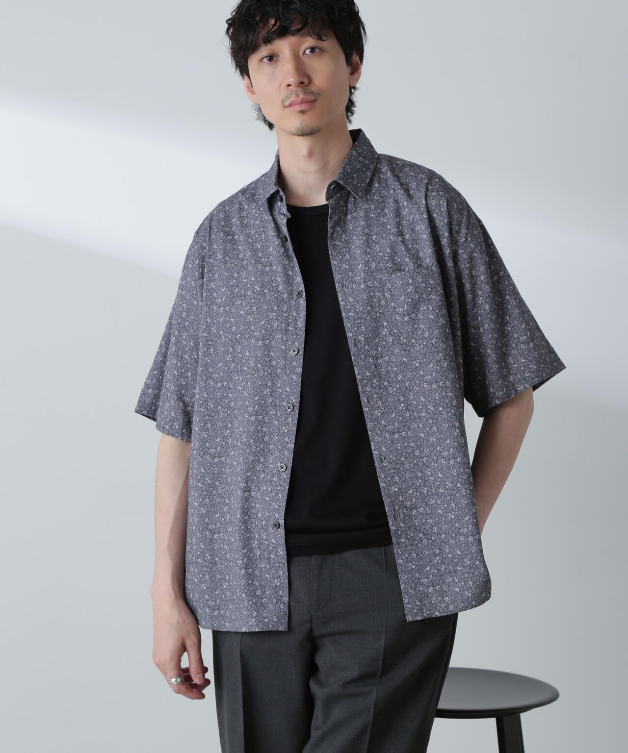 小花柄レギュラーシャツ 半袖 6724121230