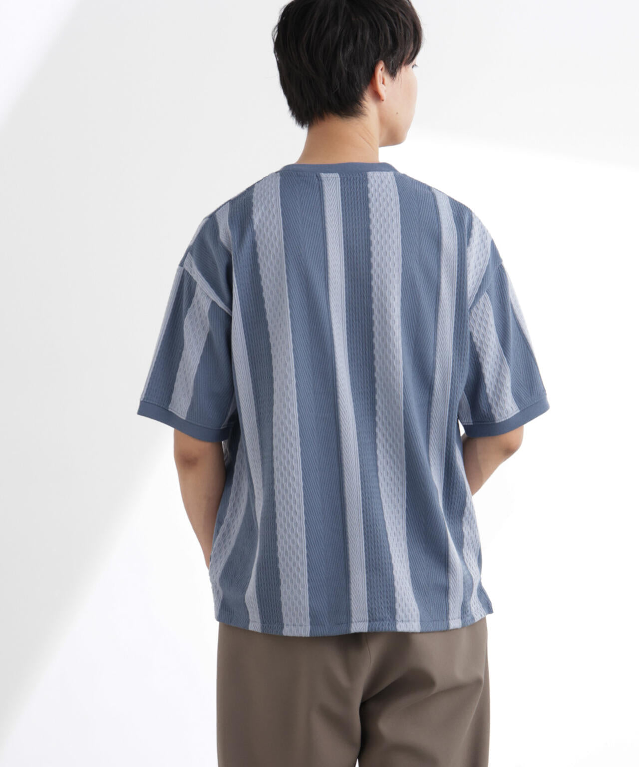 ストライプジャガードTシャツ 半袖 6725124221