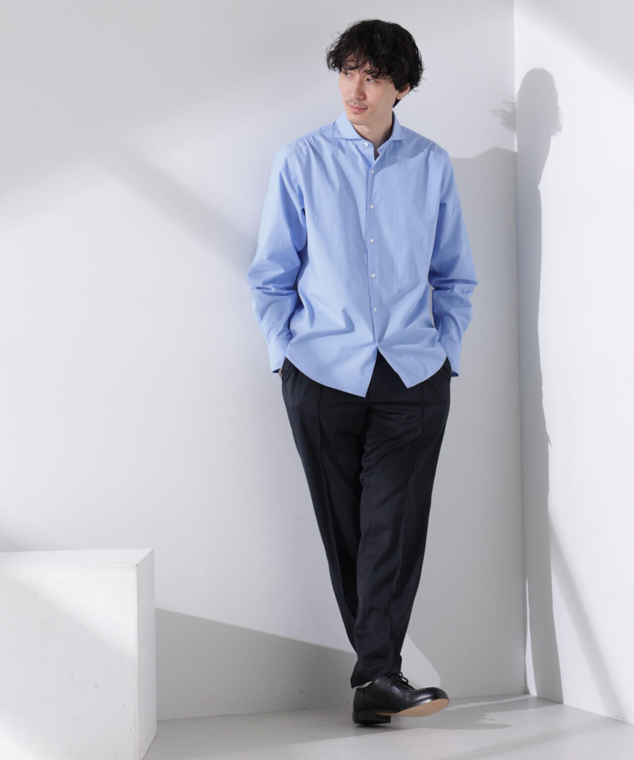 「N shirt」Anti Soaked(R) 汗染み防止ホリゾンタルカラーシャツ長袖 6685120202