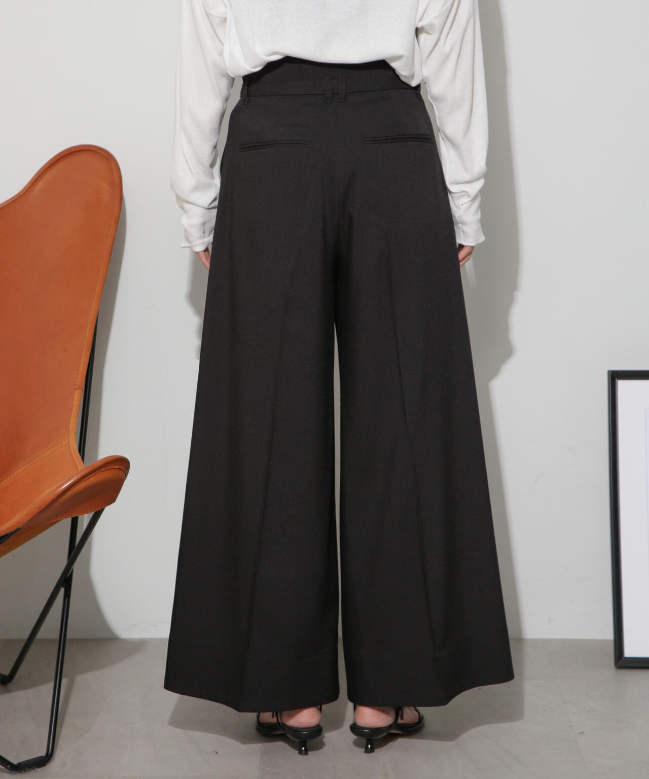ベルト付きハイウエストワイドパンツ 6734127305