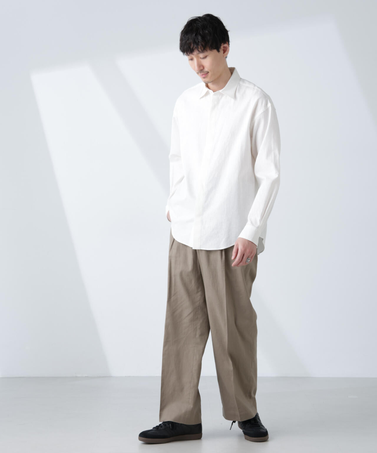 「BELGIUM LINEN FABRICS」リネンコットンレギュラーシャツ 6685120218