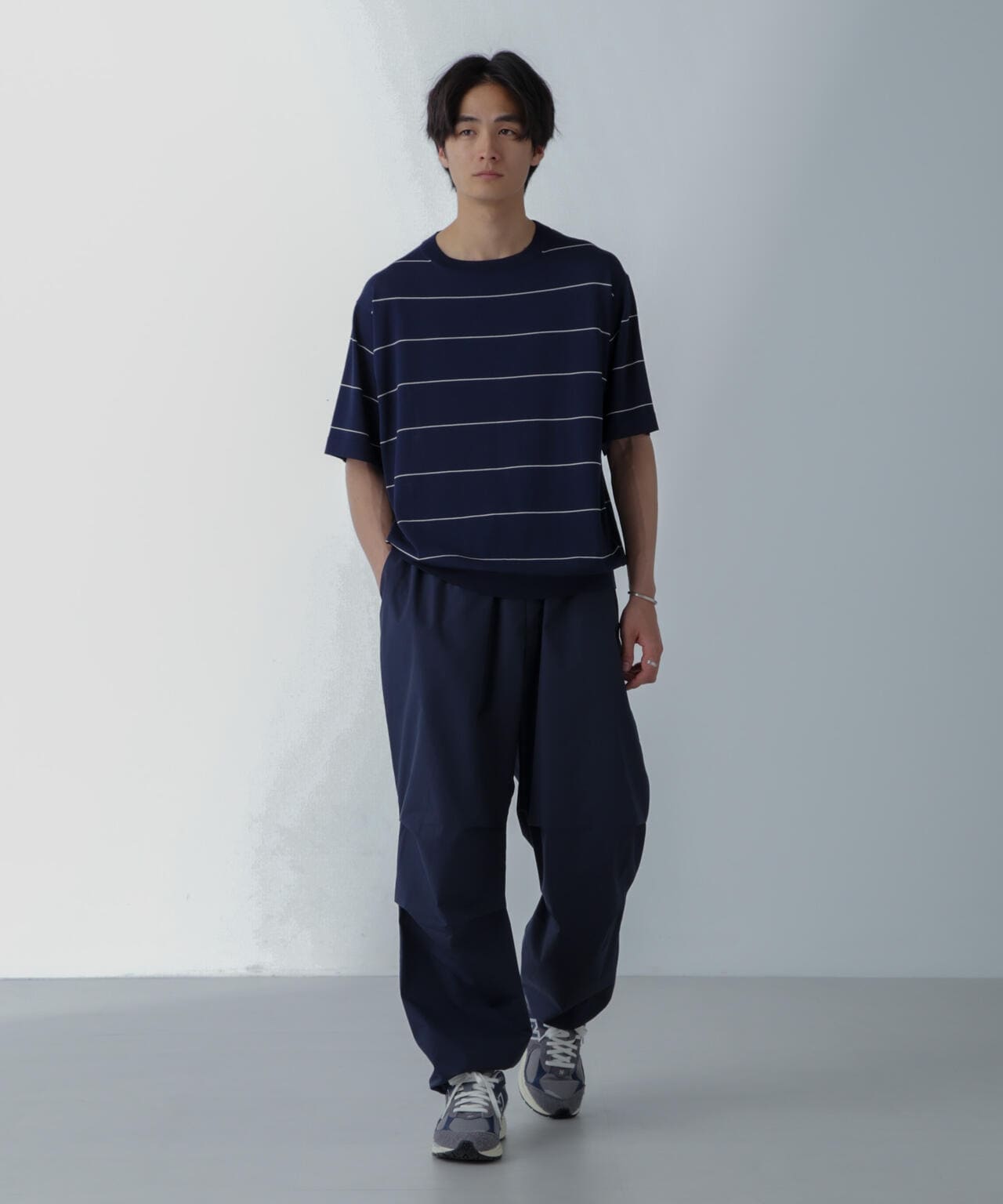 ハイゲージ ピンボーダーニットTシャツ 6684122234