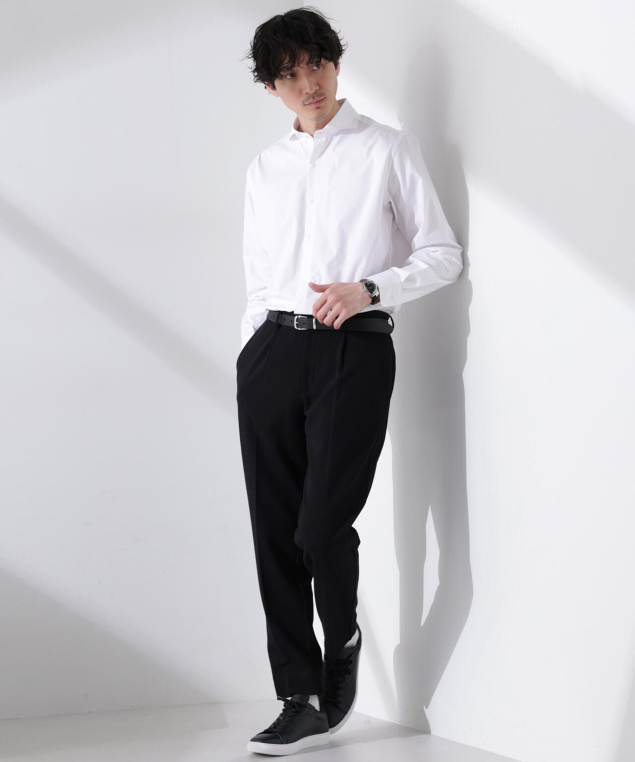 「N shirt」Anti Soaked(R) 汗染み防止ホリゾンタルカラーシャツ長袖 6685120202