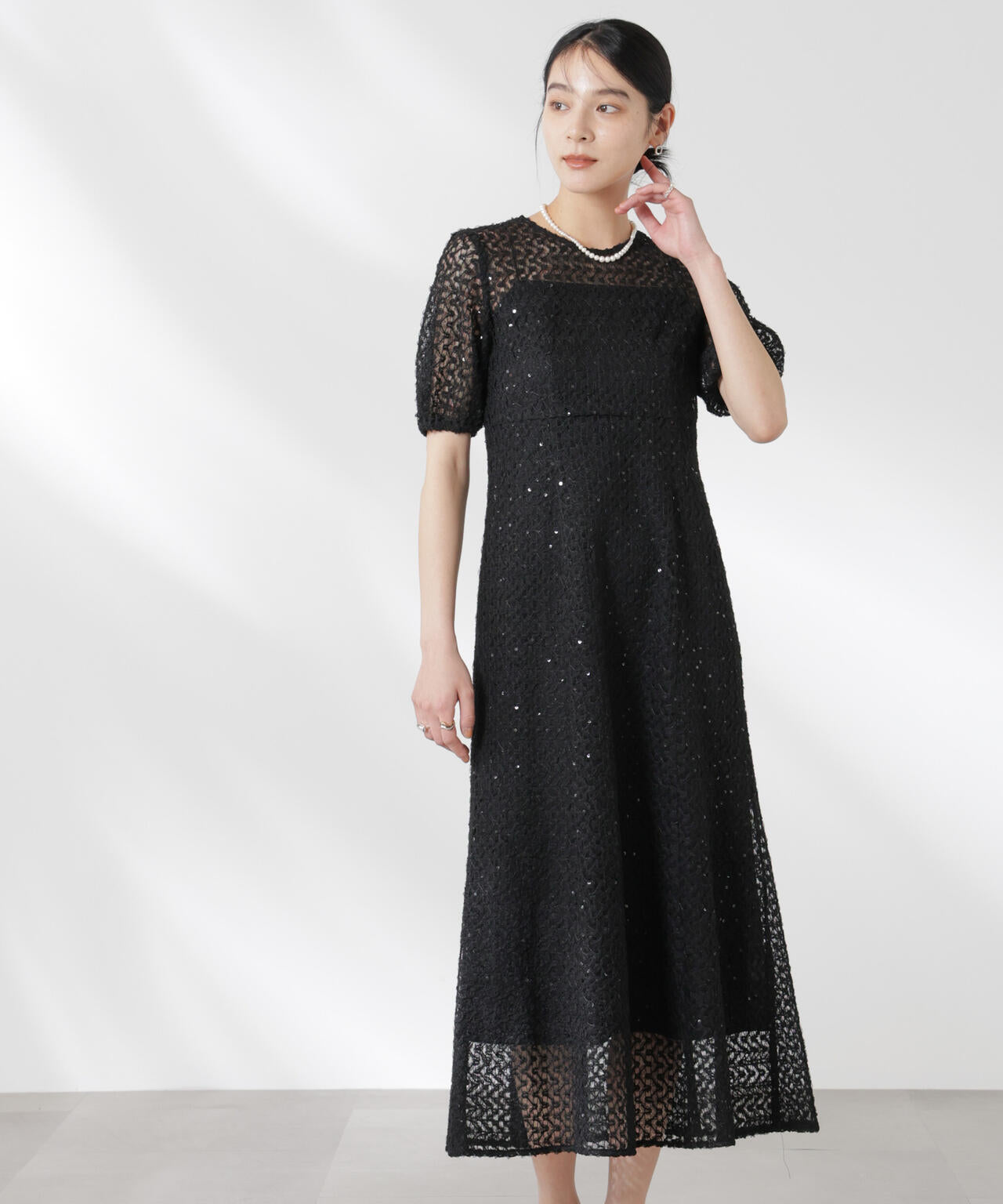 kaene/スパンコールレースドレス 6715119065