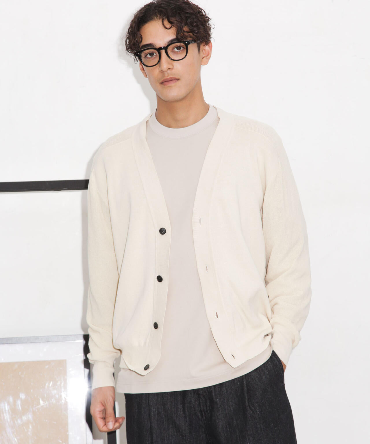 C/solotex(R)サドルショルダーVネックカーディガン 6683222222