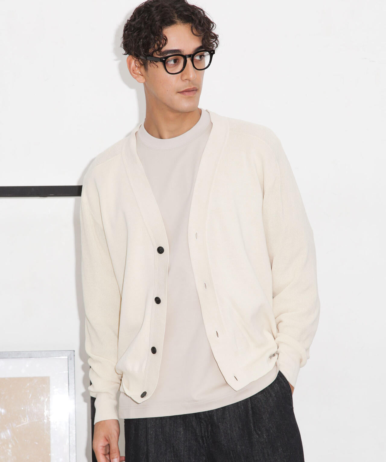 C/solotex(R)サドルショルダーVネックカーディガン 6683222222