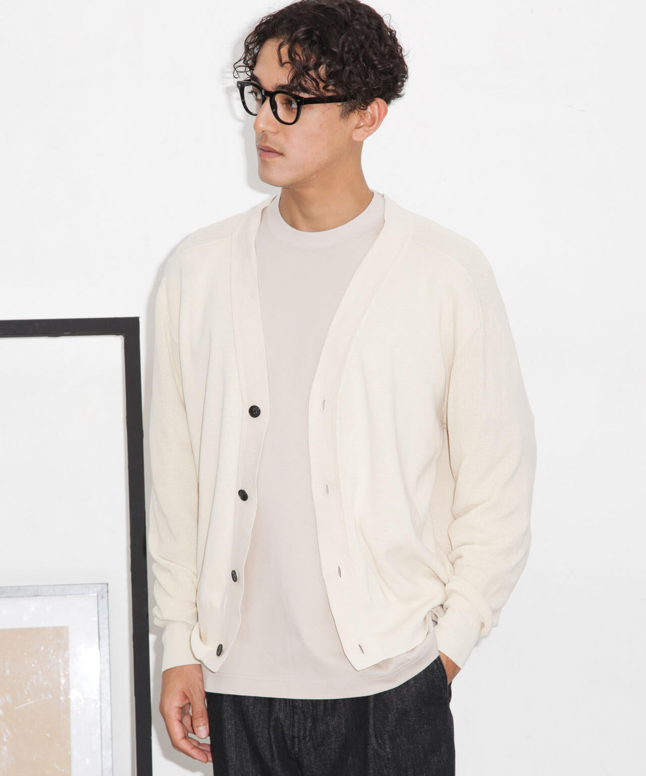 C/solotex(R)サドルショルダーVネックカーディガン 6683222222