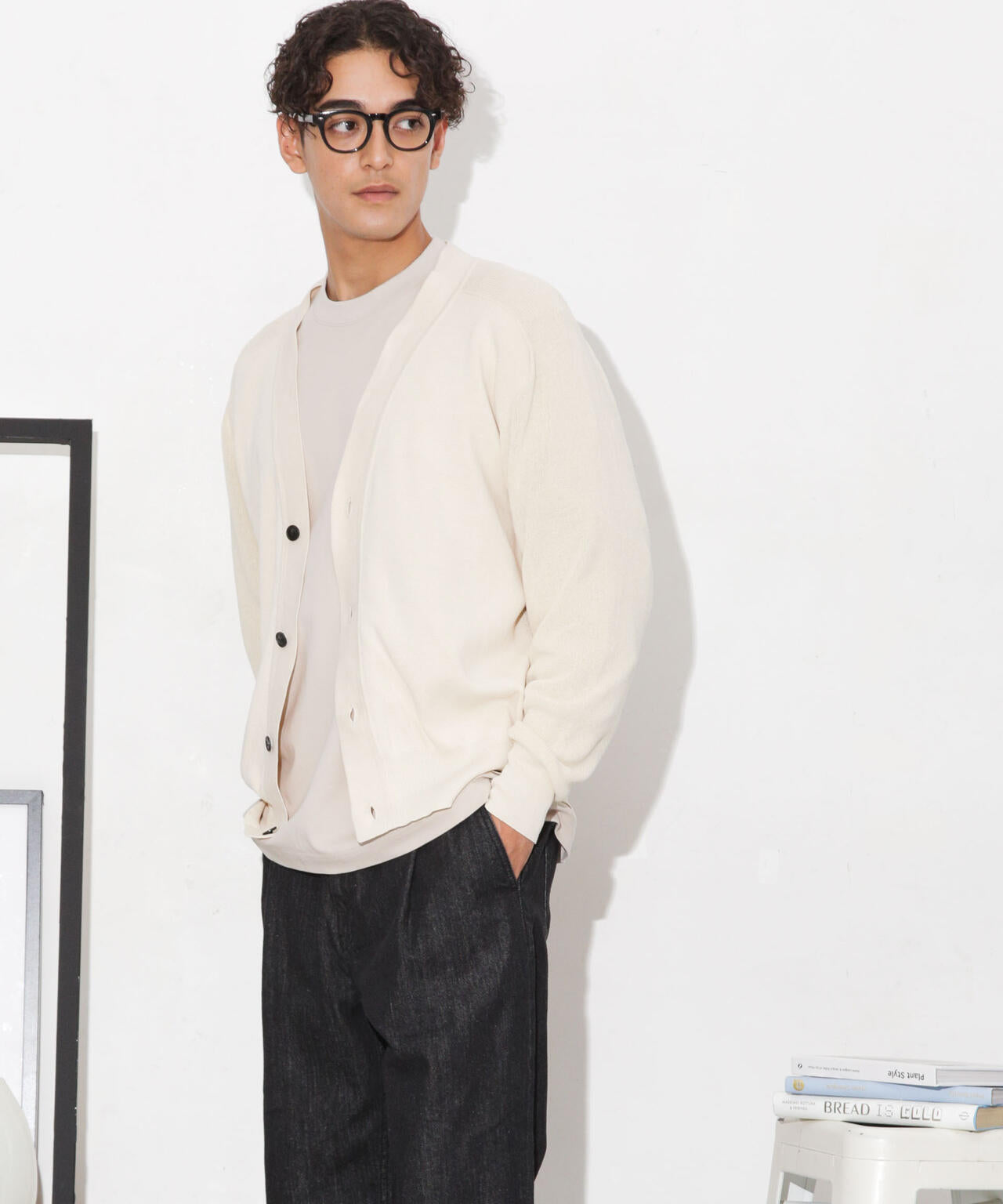 C/solotex(R)サドルショルダーVネックカーディガン 6683222222