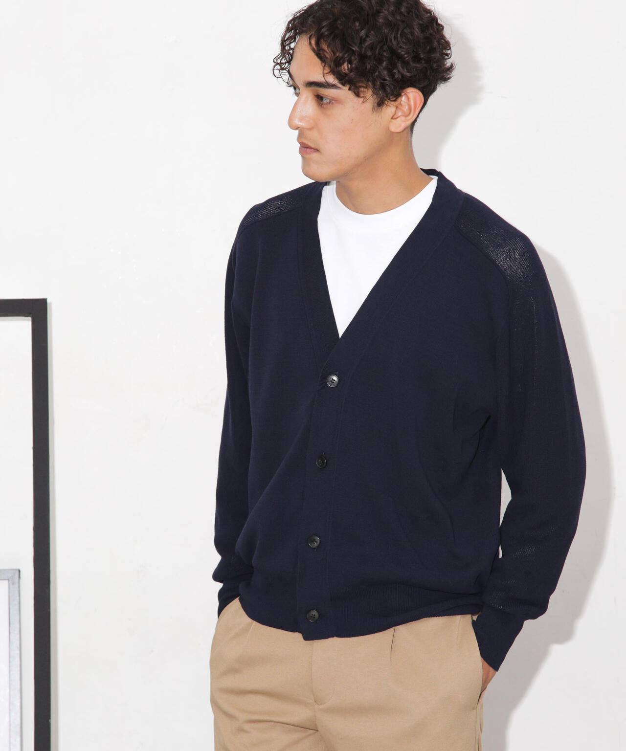 C/solotex(R)サドルショルダーVネックカーディガン 6683222222