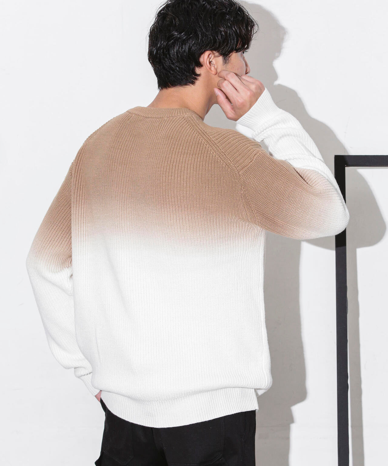 片畦グラデーションクルーネックニット 6683222229