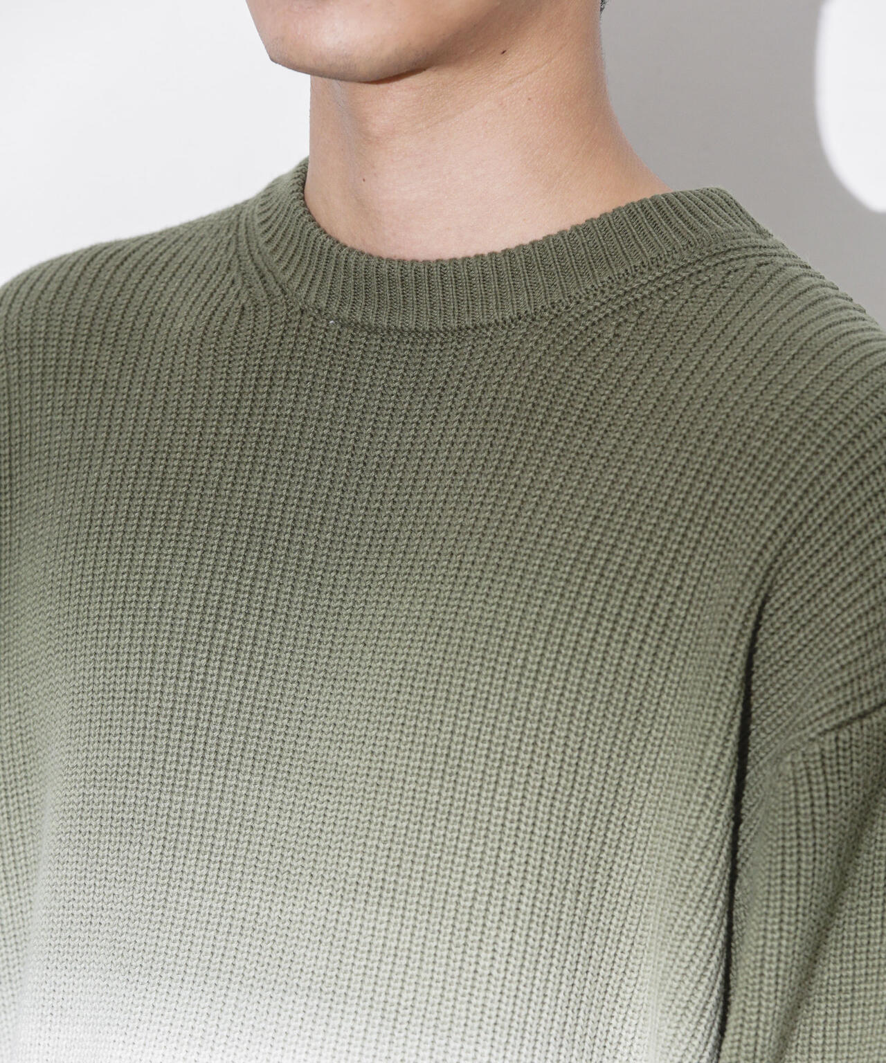 片畦グラデーションクルーネックニット 6683222229