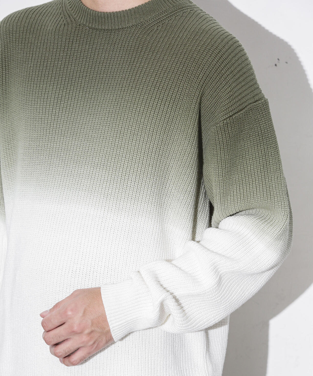 片畦グラデーションクルーネックニット 6683222229