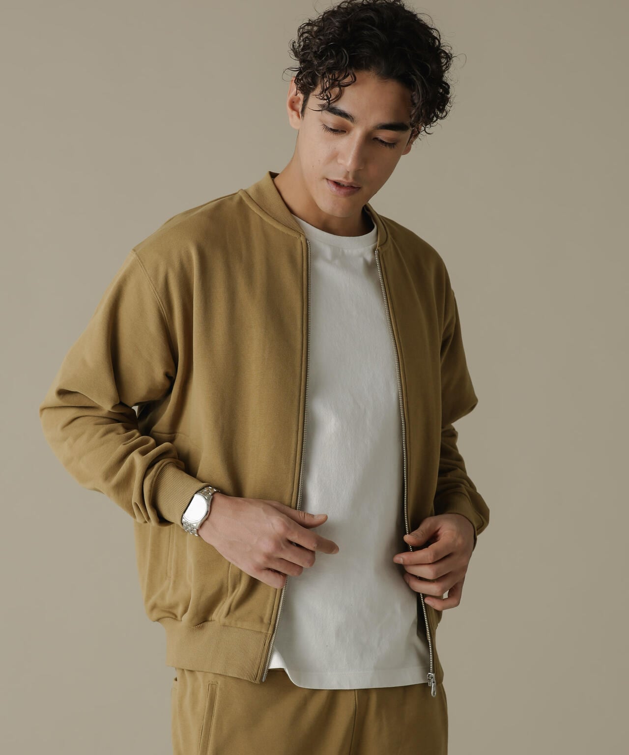 「NJ/CLUB」HOMESTOCK SORONA裏毛リブブルゾン(セットアップ可) 6684112211