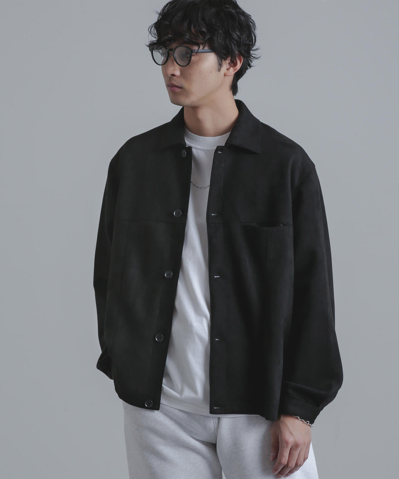 フェイクスウェードストレッチリラックスシャツブルゾン 6684112220