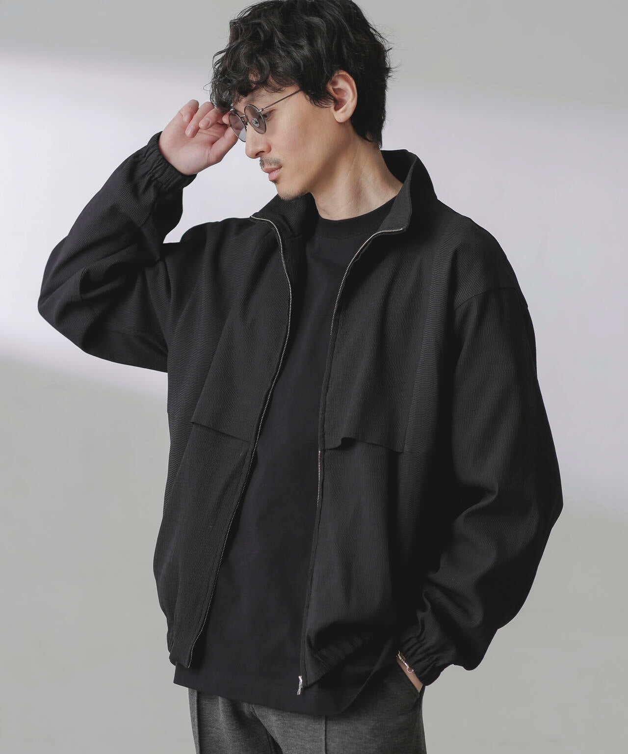 プリーツライクスタンドカラーブルゾン 6684112224