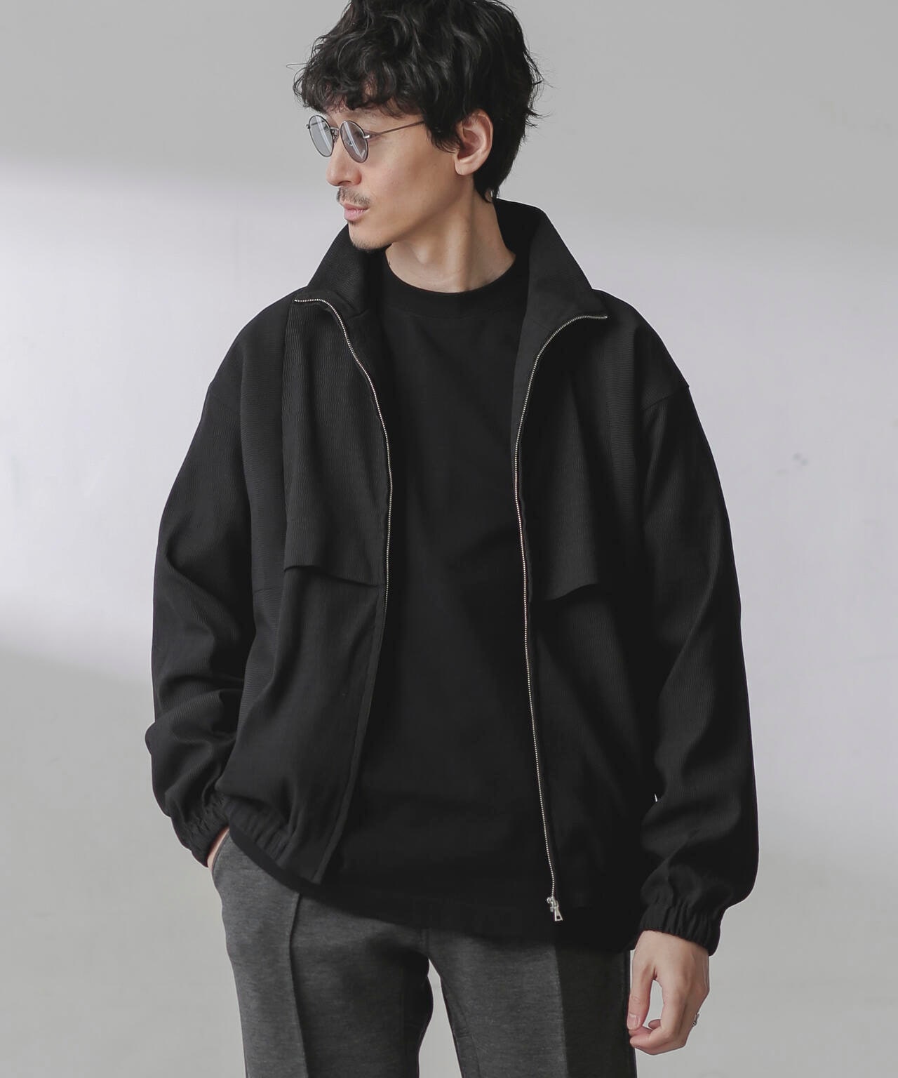 プリーツライクスタンドカラーブルゾン 6684112224