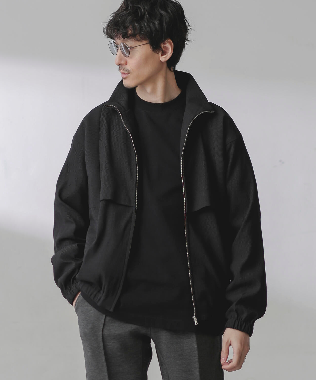 プリーツライクスタンドカラーブルゾン 6684112224