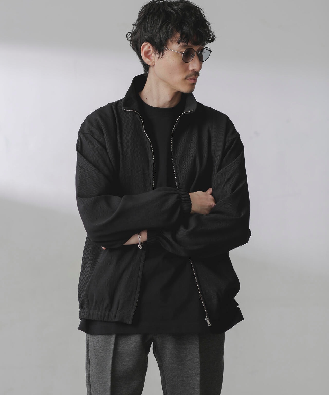 プリーツライクスタンドカラーブルゾン 6684112224