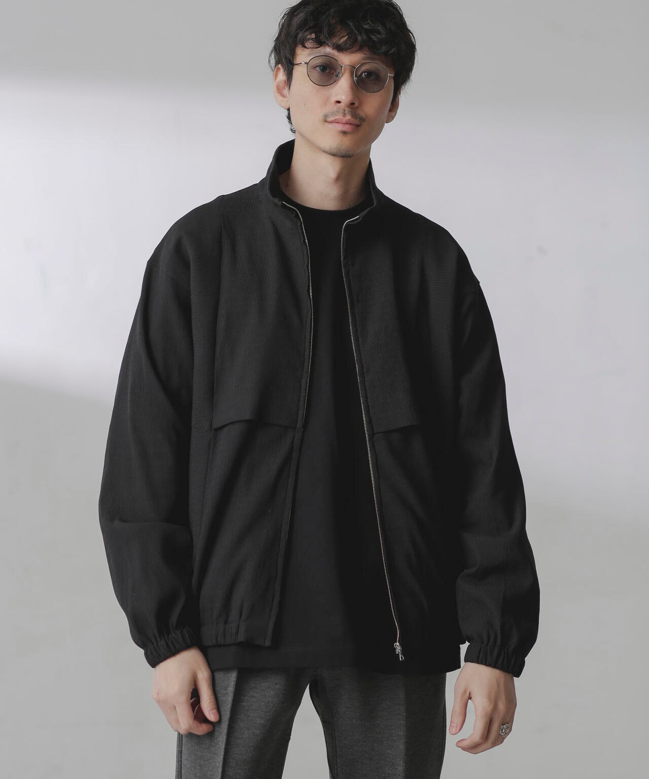 プリーツライクスタンドカラーブルゾン 6684112224