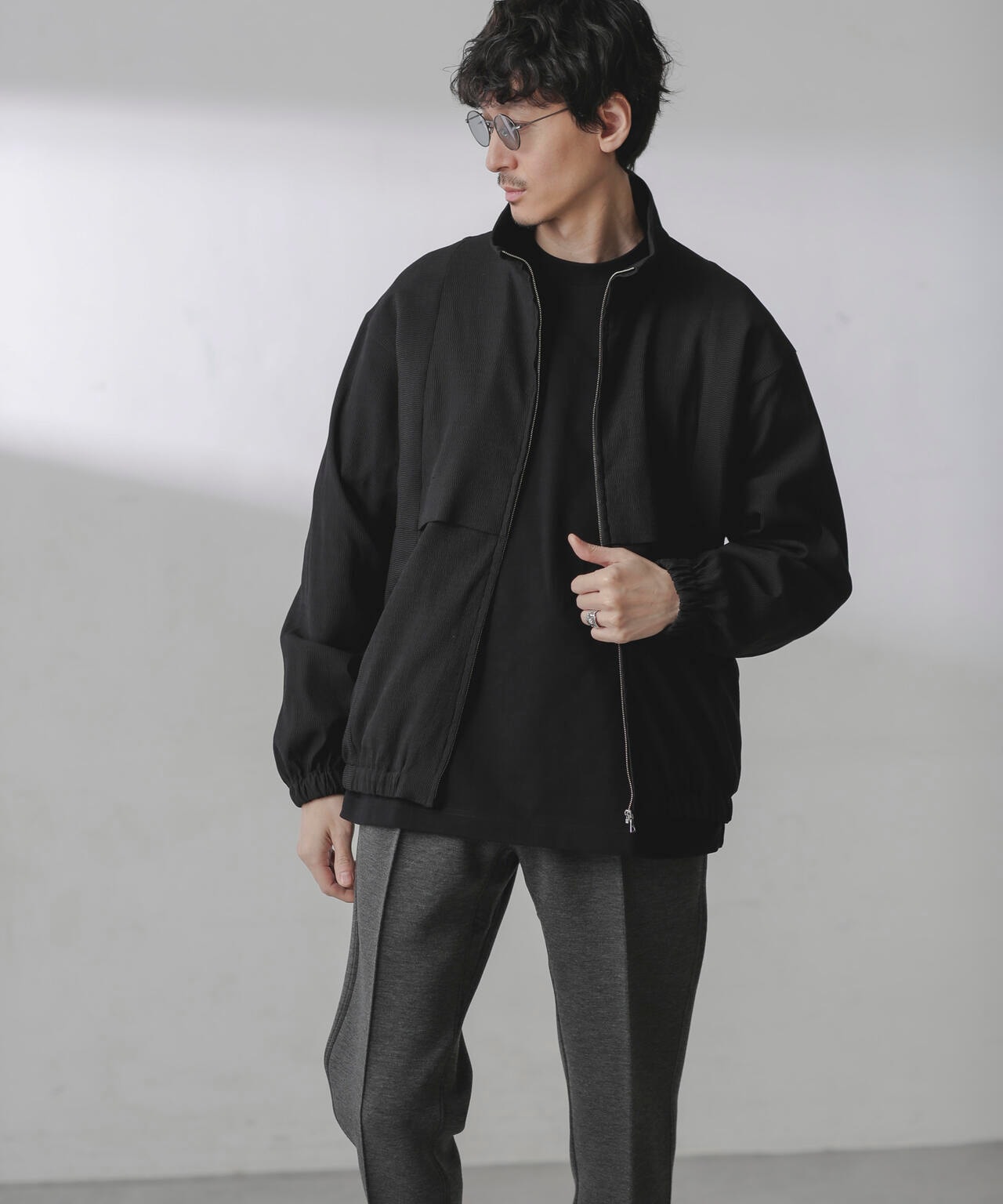 プリーツライクスタンドカラーブルゾン 6684112224