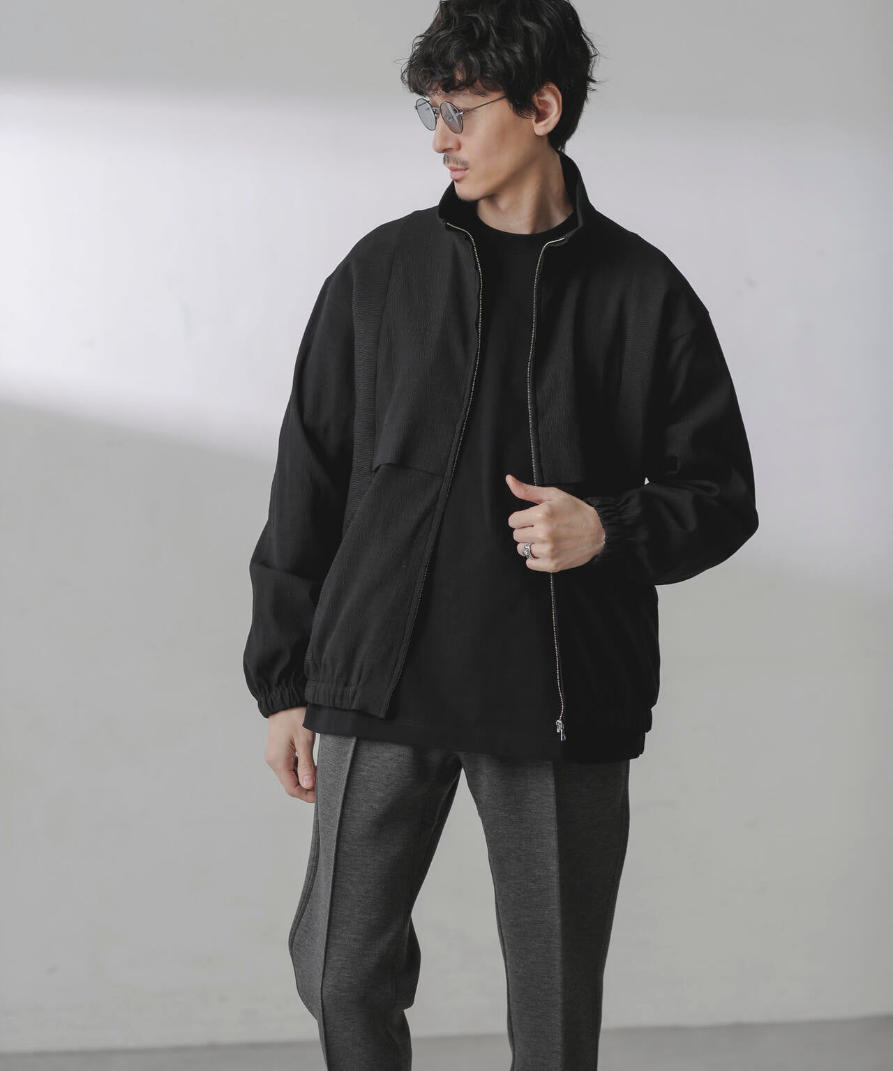 プリーツライクスタンドカラーブルゾン 6684112224