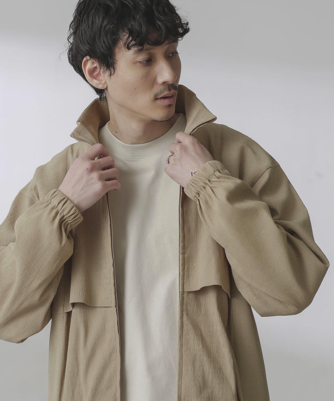 プリーツライクスタンドカラーブルゾン 6684112224