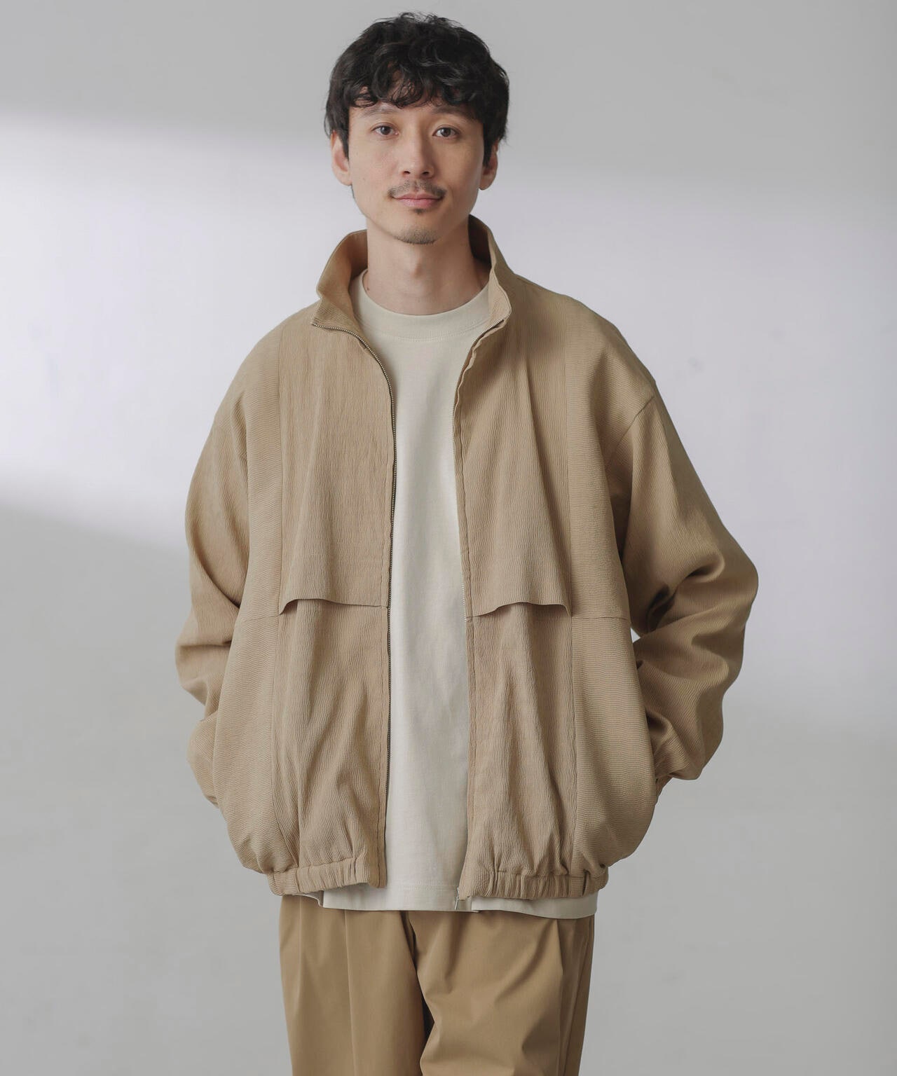 プリーツライクスタンドカラーブルゾン 6684112224