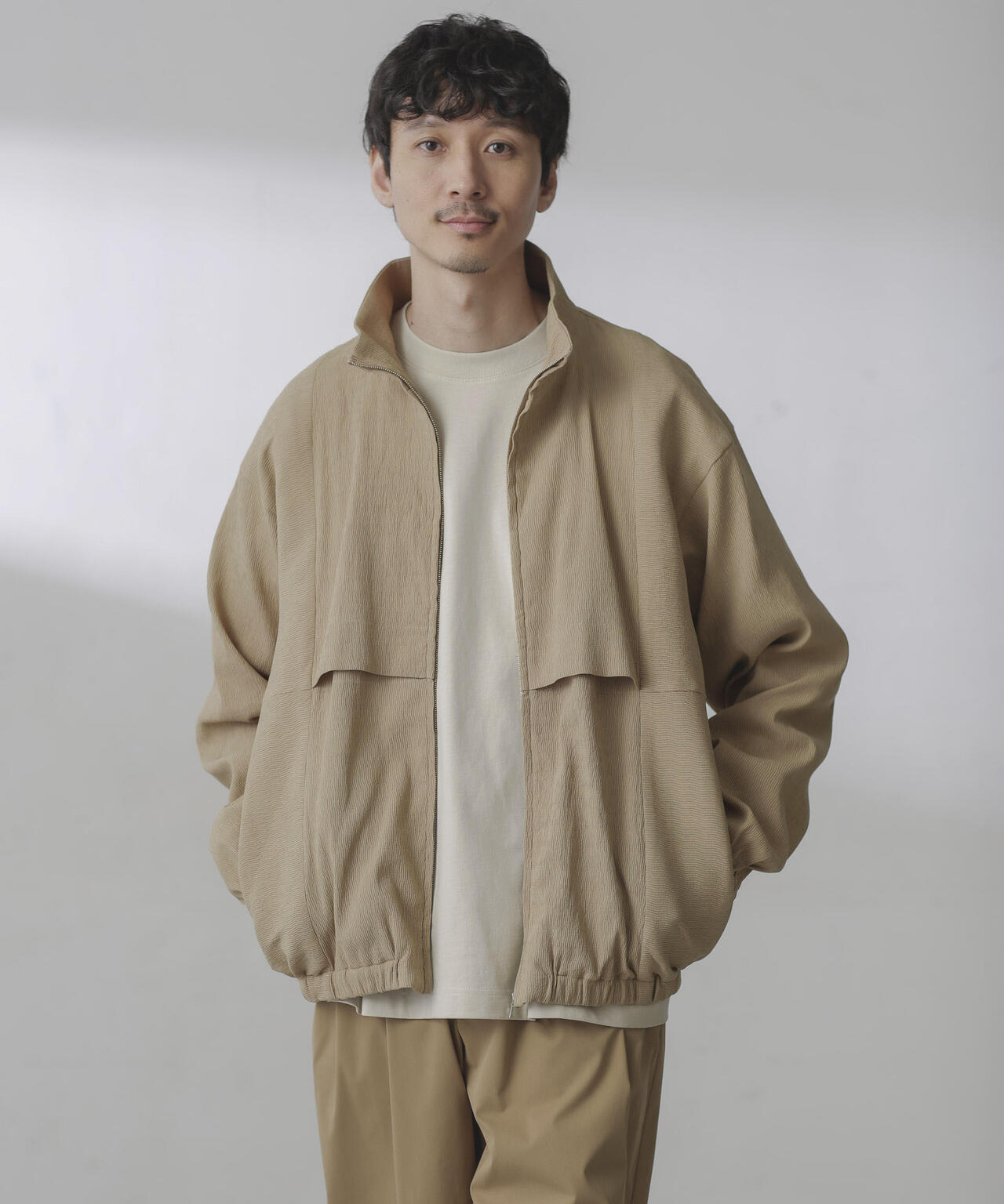 プリーツライクスタンドカラーブルゾン 6684112224