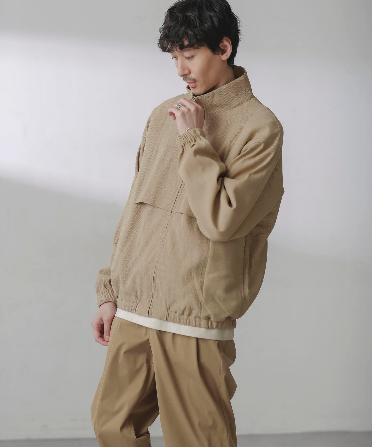 プリーツライクスタンドカラーブルゾン 6684112224