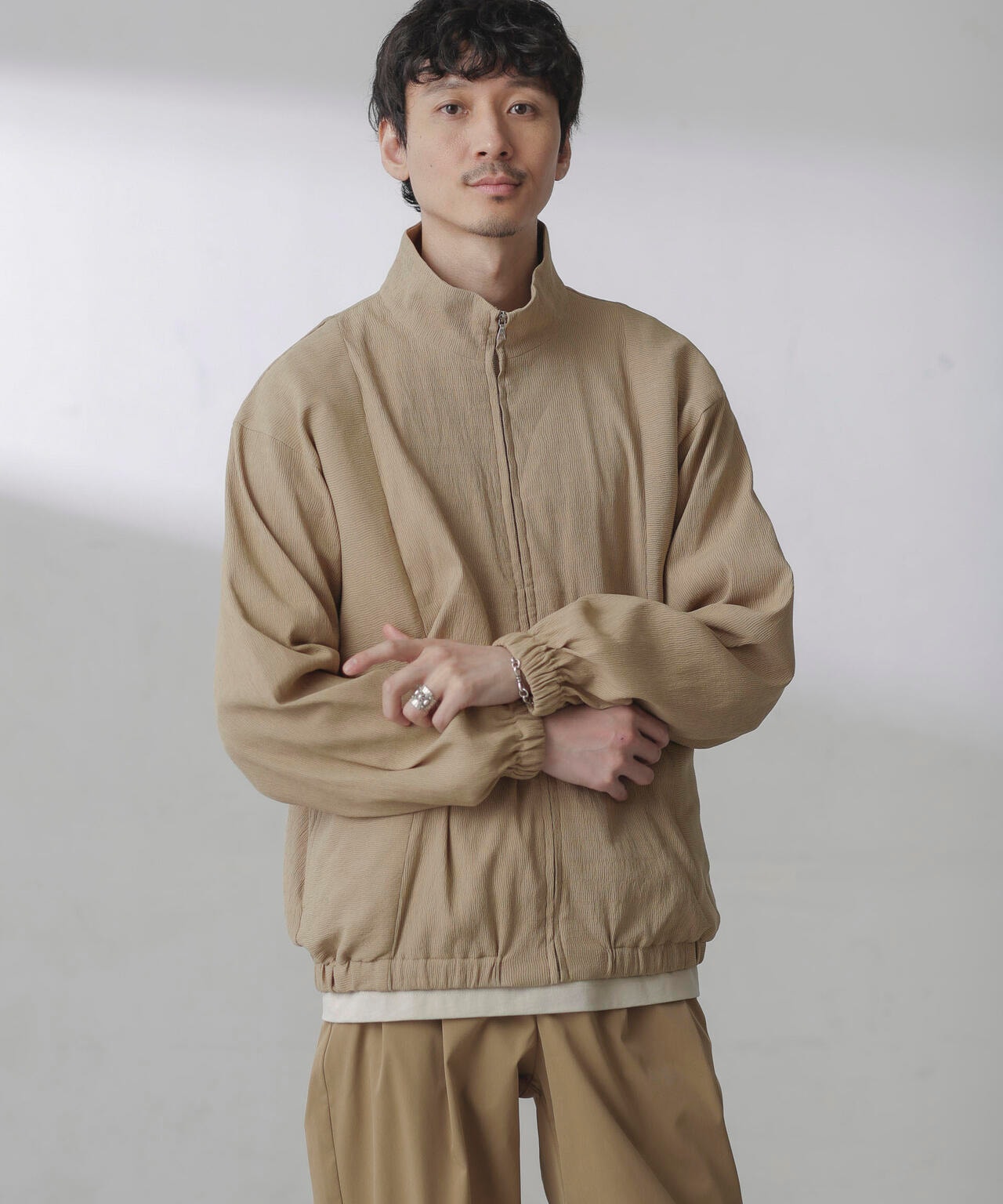 プリーツライクスタンドカラーブルゾン 6684112224