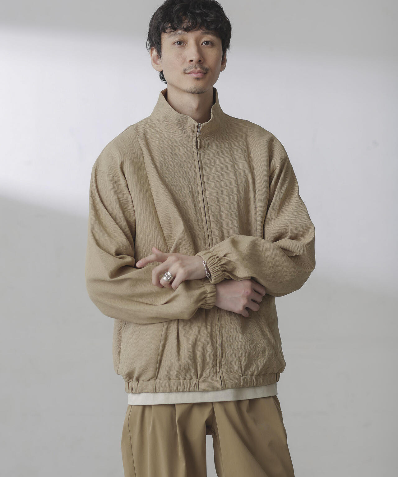 プリーツライクスタンドカラーブルゾン 6684112224