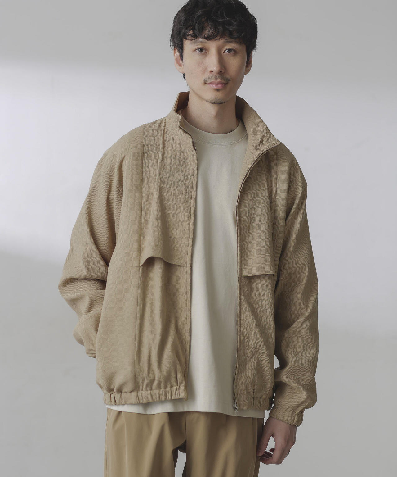 プリーツライクスタンドカラーブルゾン 6684112224