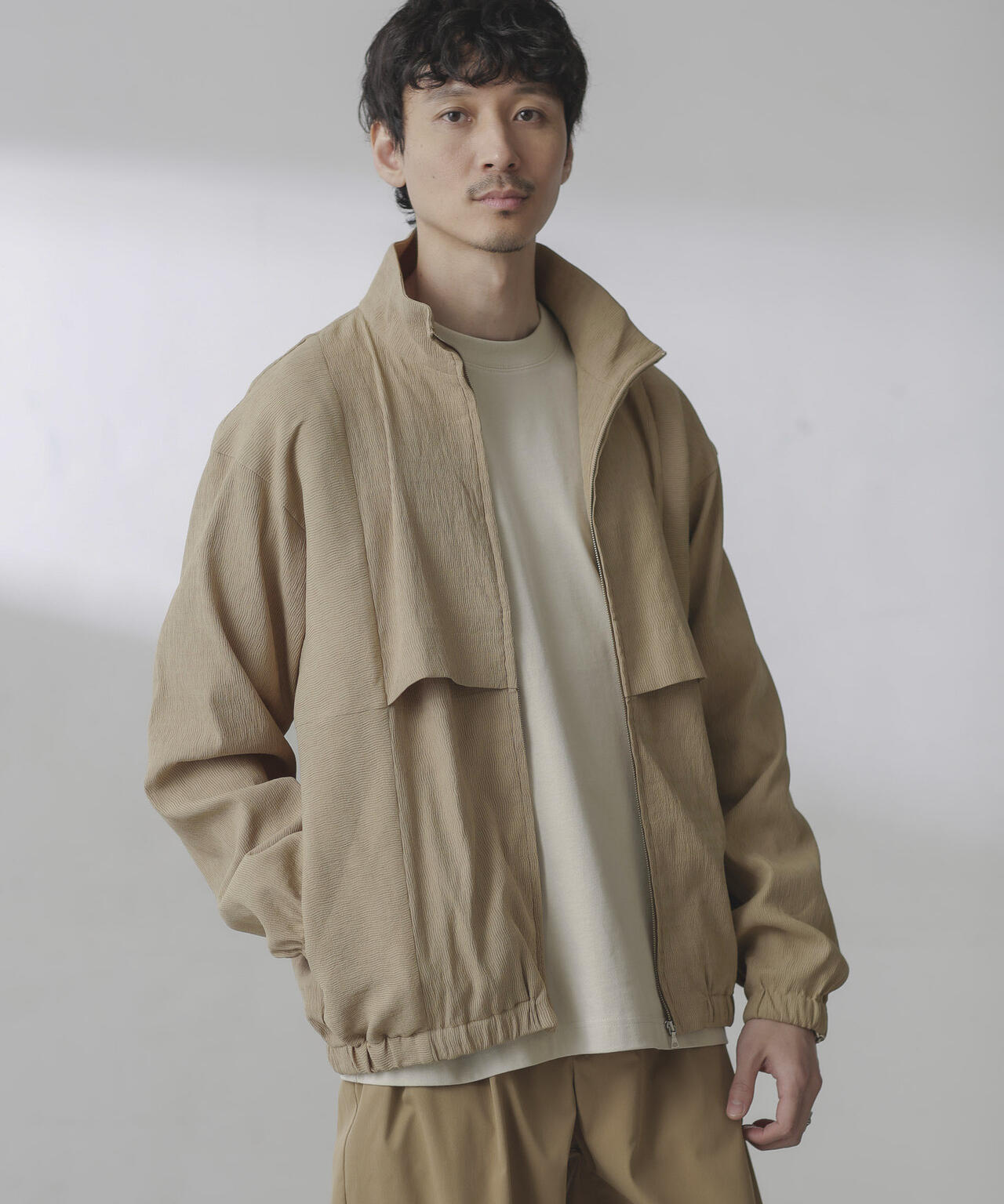 プリーツライクスタンドカラーブルゾン 6684112224