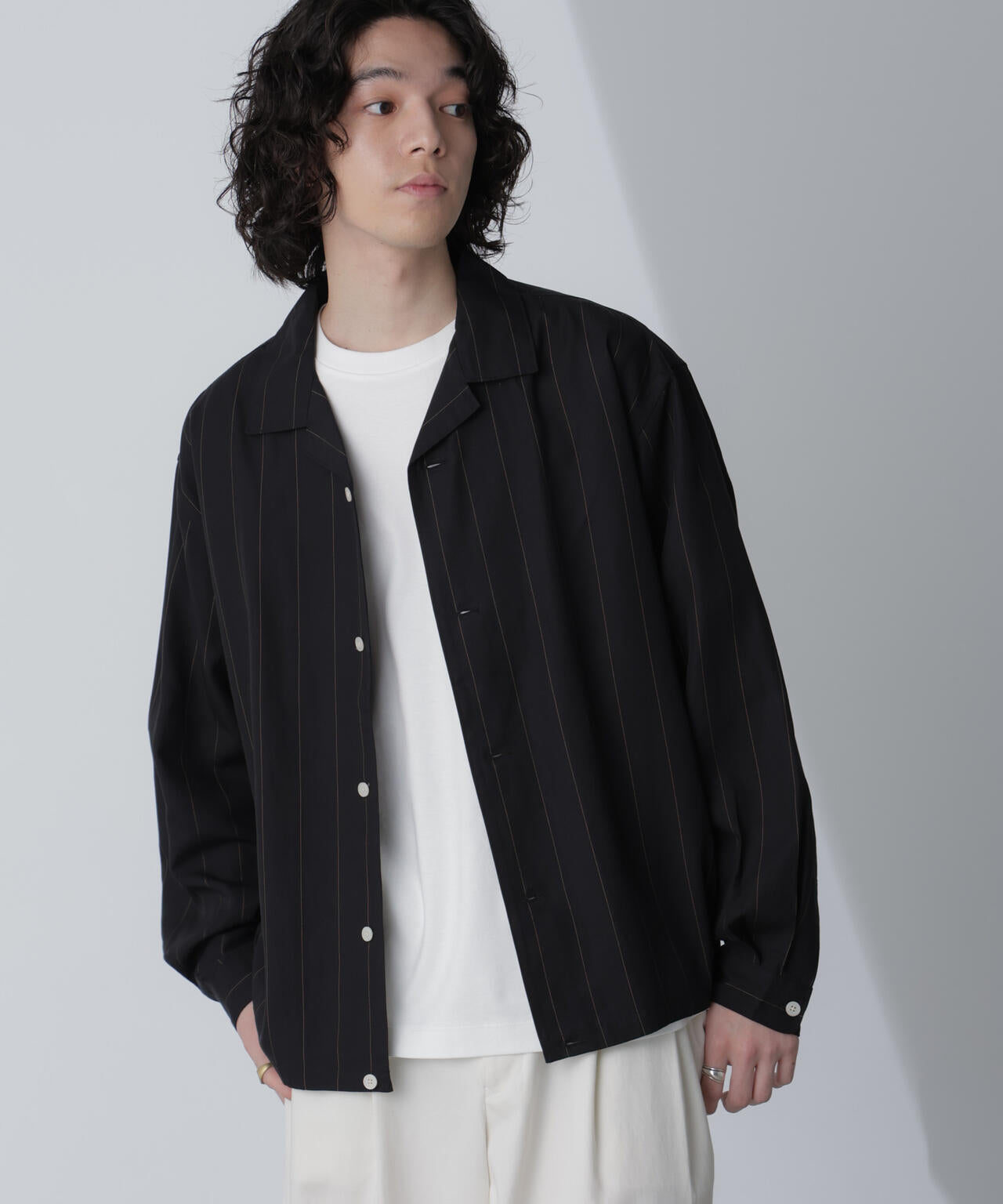 リネンブレンドピンストライプブルゾン(セットアップ可) 6684112230