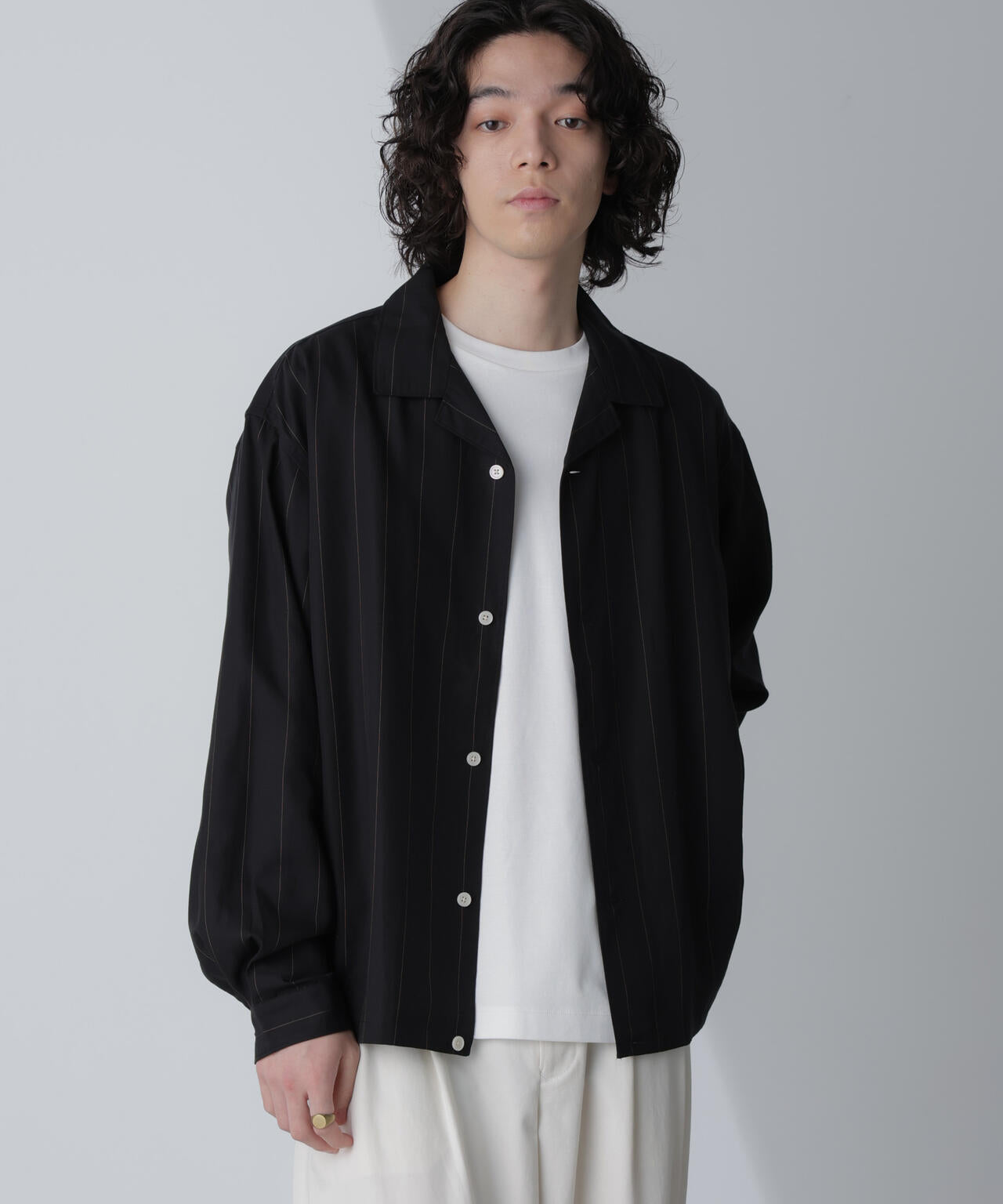 リネンブレンドピンストライプブルゾン(セットアップ可) 6684112230