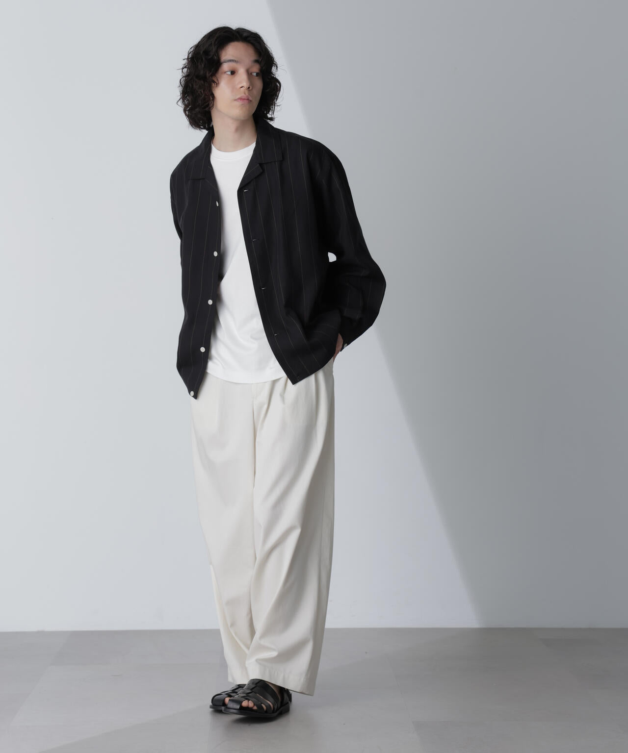 リネンブレンドピンストライプブルゾン(セットアップ可) 6684112230