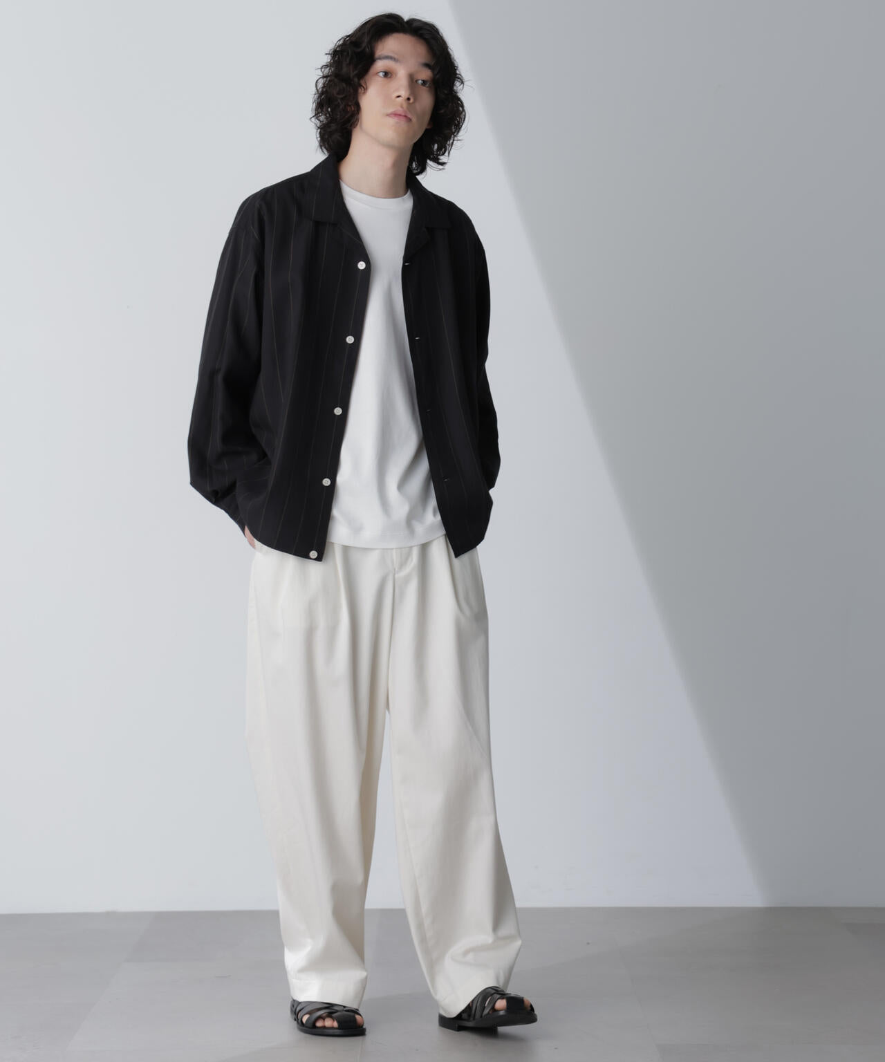 リネンブレンドピンストライプブルゾン(セットアップ可) 6684112230