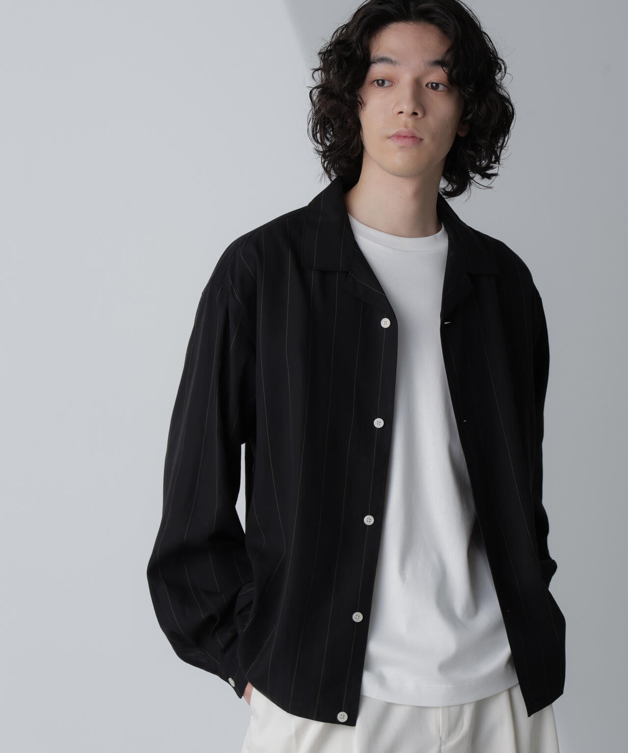 リネンブレンドピンストライプブルゾン(セットアップ可) 6684112230