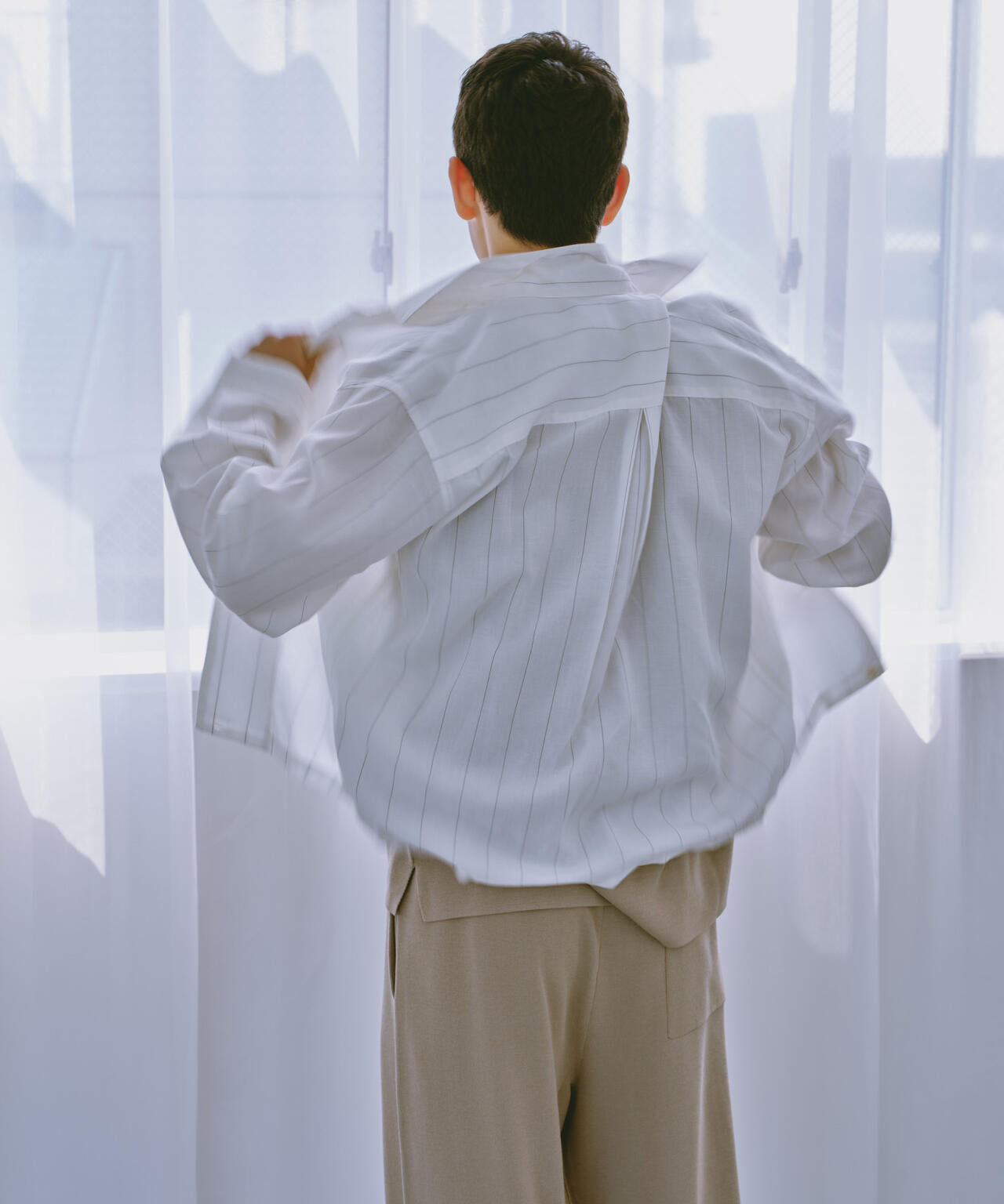 リネンブレンドピンストライプブルゾン(セットアップ可) 6684112230