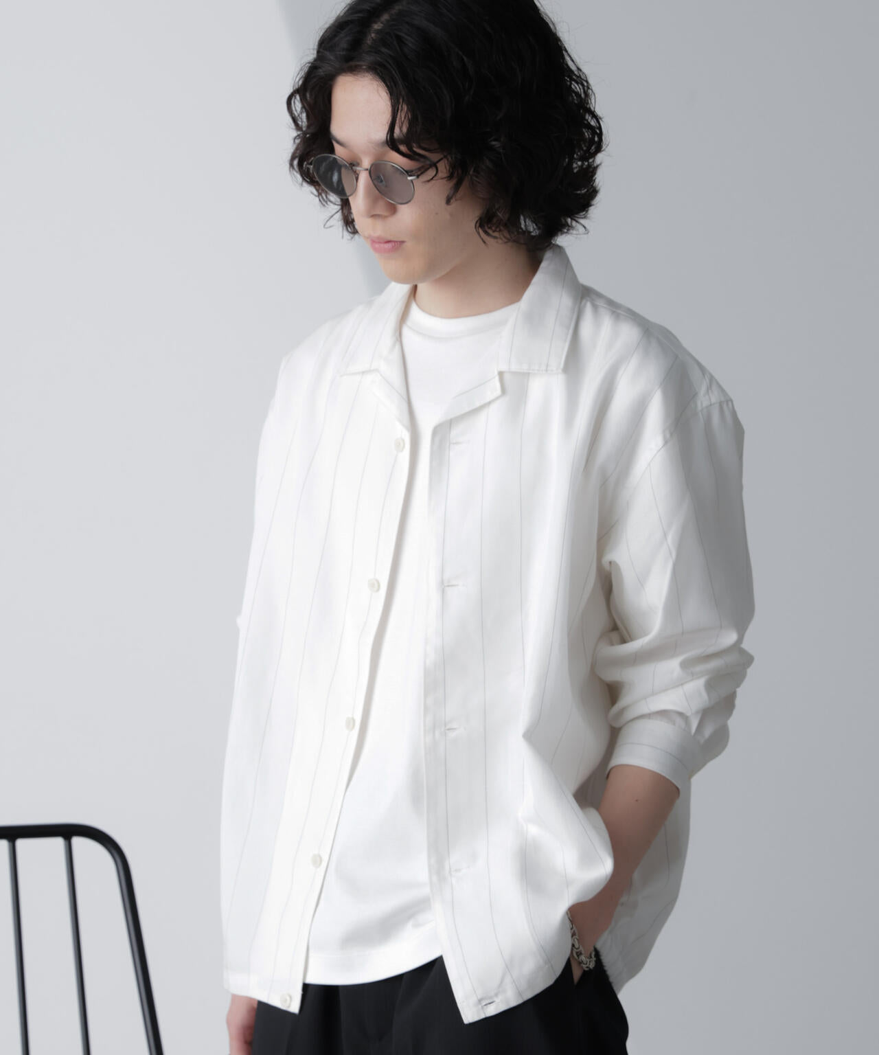 リネンブレンドピンストライプブルゾン(セットアップ可) 6684112230