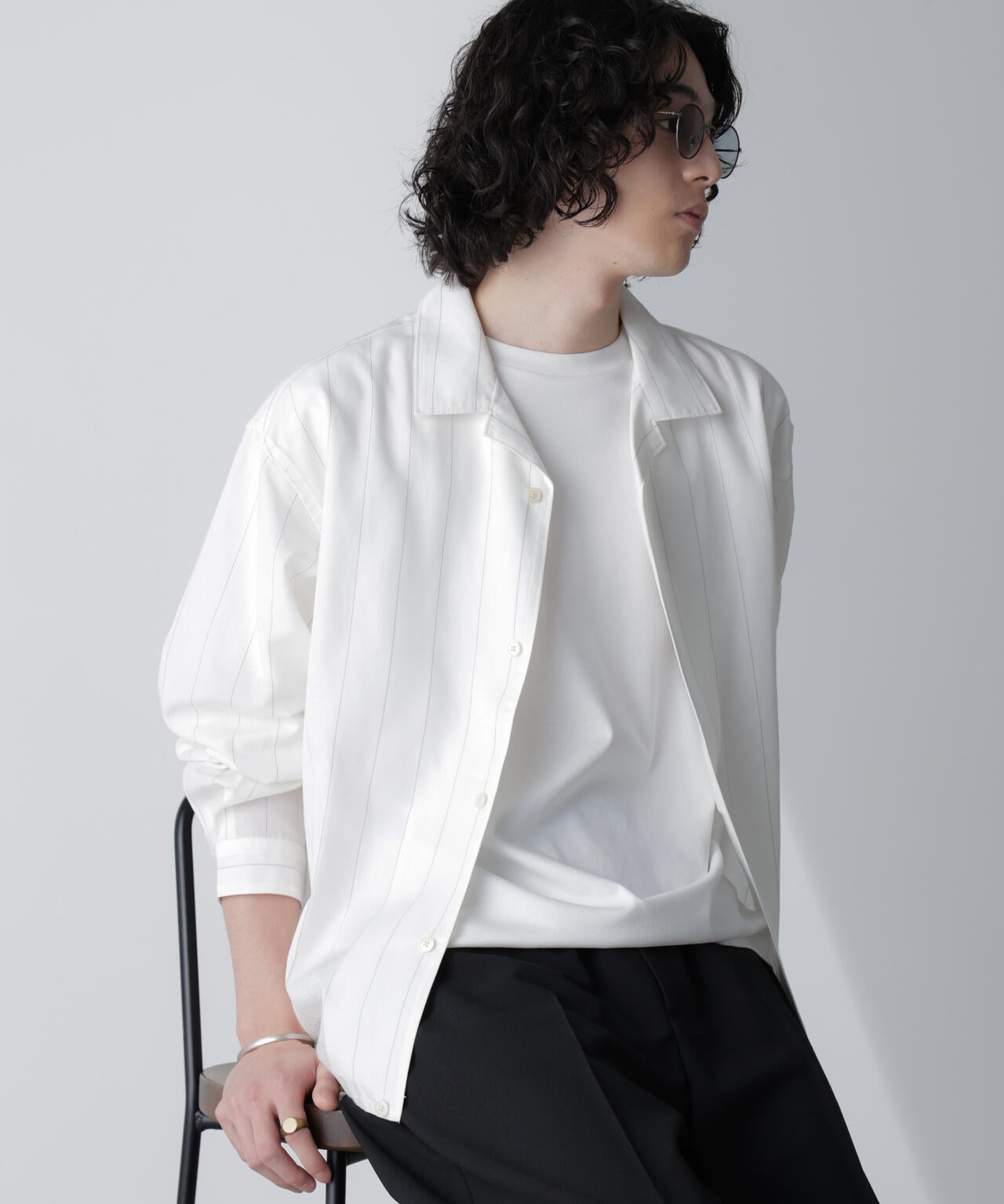 リネンブレンドピンストライプブルゾン(セットアップ可) 6684112230